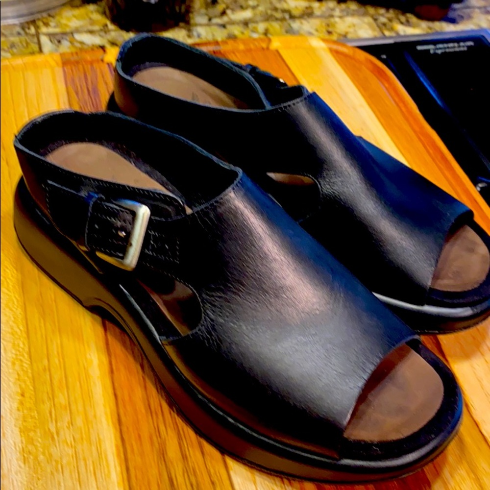Dansko Black leather slide clog with buckle NEW 39